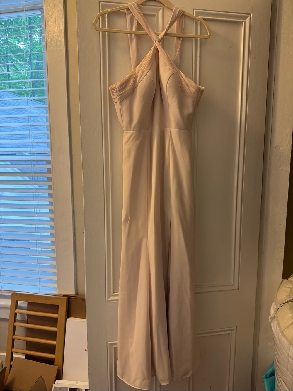 Azazie rose petal rue bridesmaid dress
